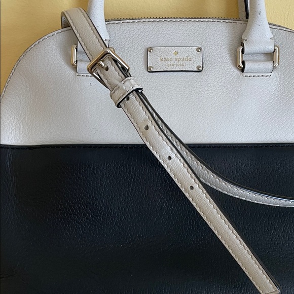 Kate Spade Grove Street Carli Satchel Two-Tone Black White Leather Crossbody Bag - Picture 11 of 13
